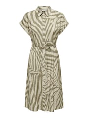 JDY Green Zebra Print Short Sleeve Shirt Dress - Image 3 of 4