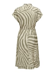 JDY Green Zebra Print Short Sleeve Shirt Dress - Image 4 of 4