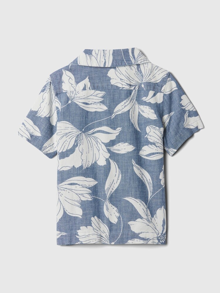 Gap Blue Brannan Bear Short Sleeve Print Baby Oxford Shirt (12mths-5yrs) - Image 2 of 3