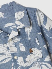 Gap Blue Brannan Bear Short Sleeve Print Baby Oxford Shirt (12mths-5yrs) - Image 3 of 3