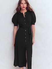 Boden Black Puff Sleeve Ponte Shirt Dress - Image 5 of 6