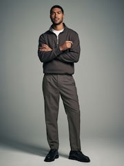 Brown Adjustable Stripe Wool Blend Side Adjuster Trousers - Image 2 of 8