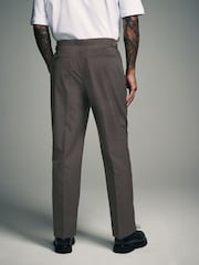 Brown Adjustable Stripe Wool Blend Side Adjuster Trousers - Image 3 of 8