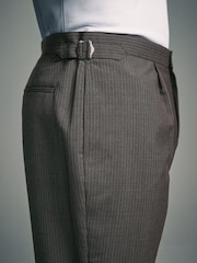 Brown Adjustable Stripe Wool Blend Side Adjuster Trousers - Image 5 of 8