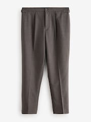 Brown Adjustable Stripe Wool Blend Side Adjuster Trousers - Image 6 of 8
