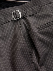 Brown Adjustable Stripe Wool Blend Side Adjuster Trousers - Image 7 of 8