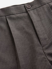 Brown Adjustable Stripe Wool Blend Side Adjuster Trousers - Image 8 of 8