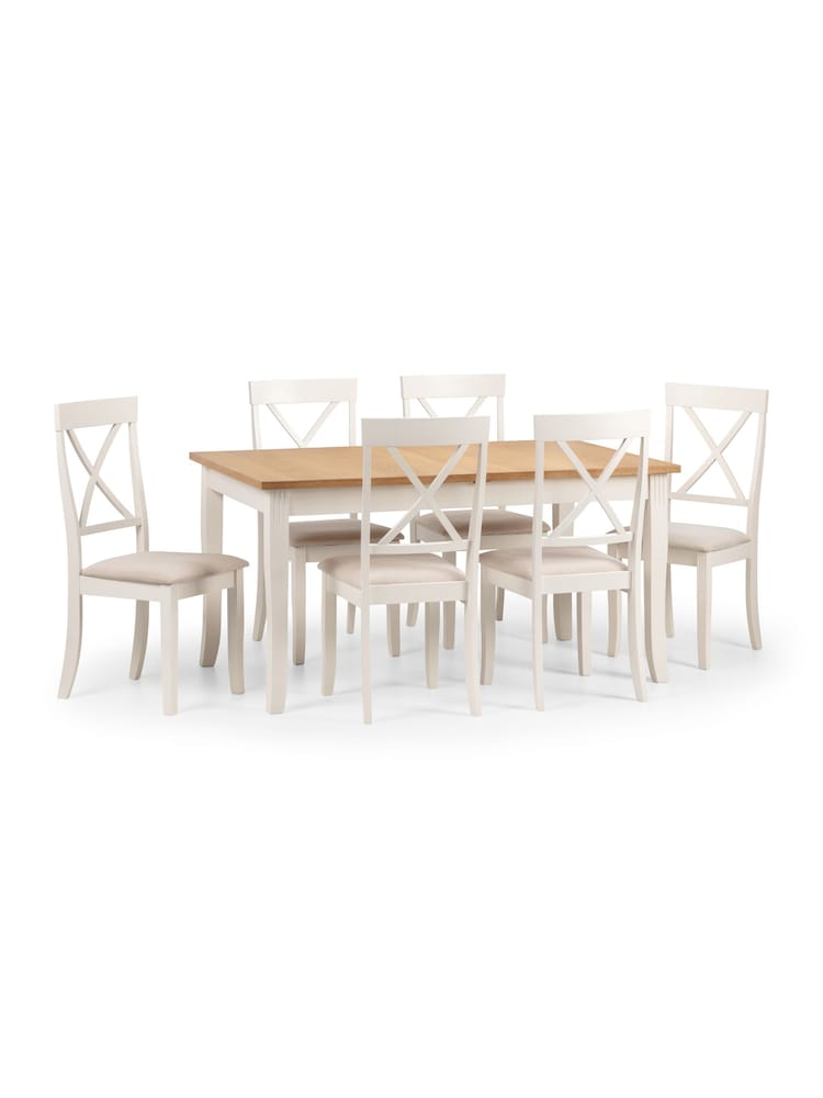 Julian Bowen Ivory/Oak Effect Davenport 6 Seater Extending Dining Table - Image 7 of 7 Julian Bowen Ivory/Oak Effect Davenport 6 Seater Extending Dining Table - Image 7 of 7