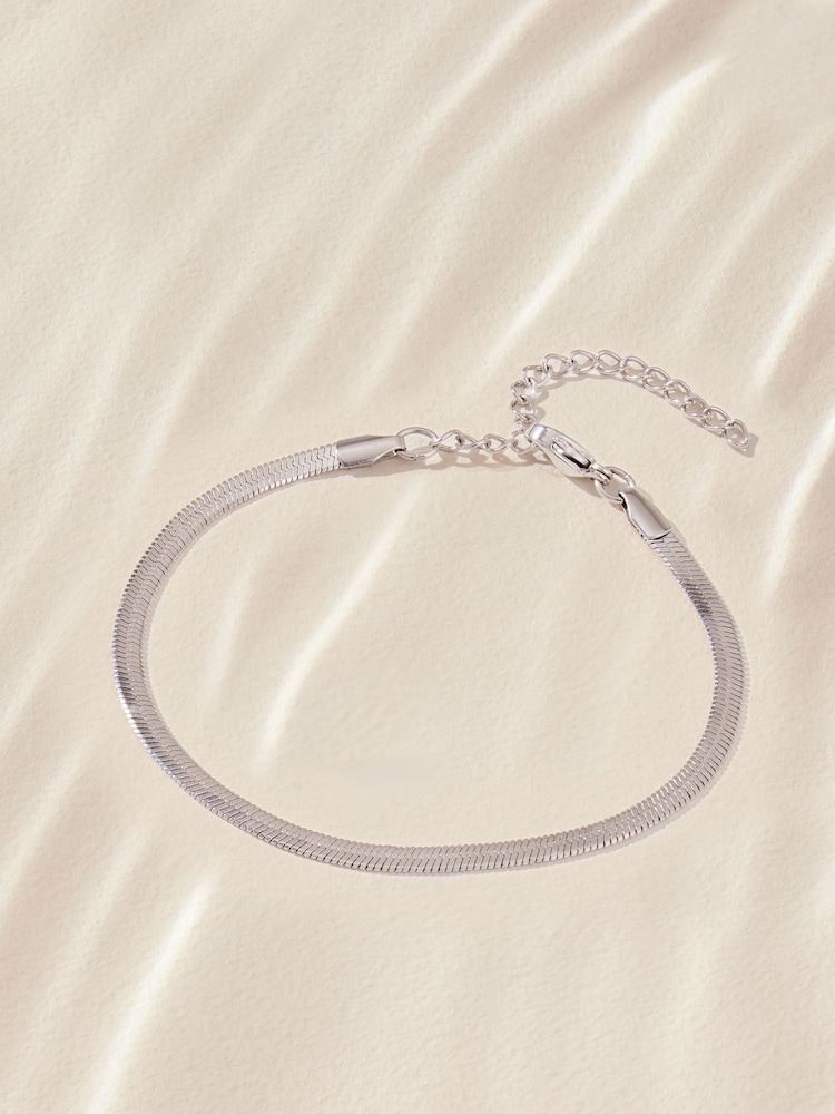 Silver Tone Stainless Steel Snake Chain Bracelet - Image 1 of 7