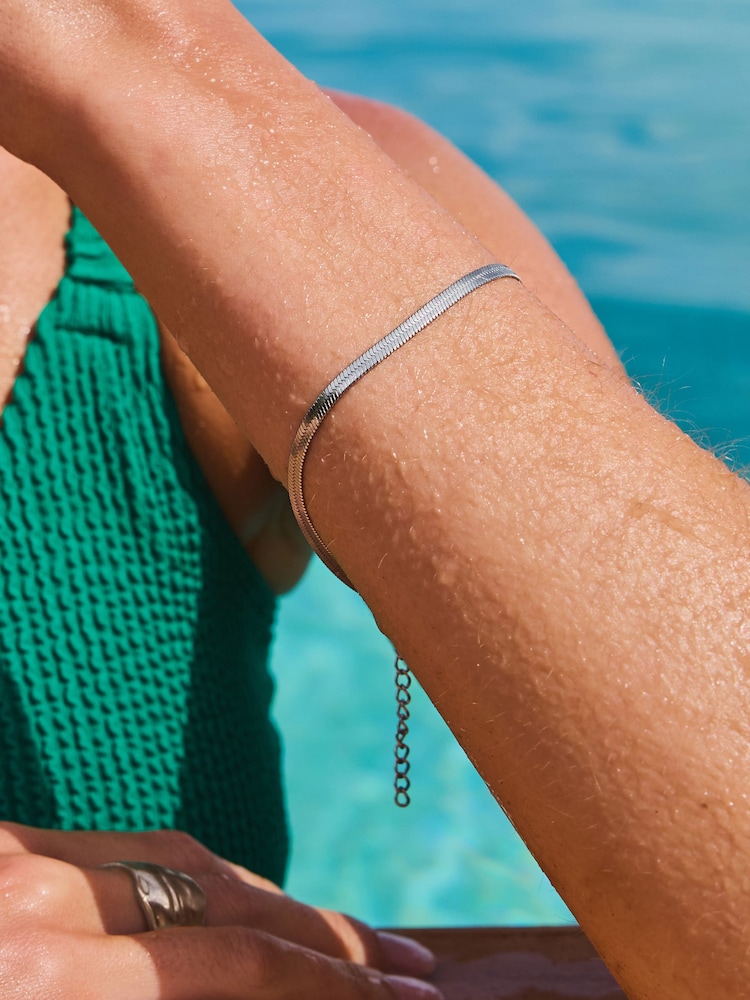 Silver Tone Stainless Steel Snake Chain Bracelet - Image 7 of 7