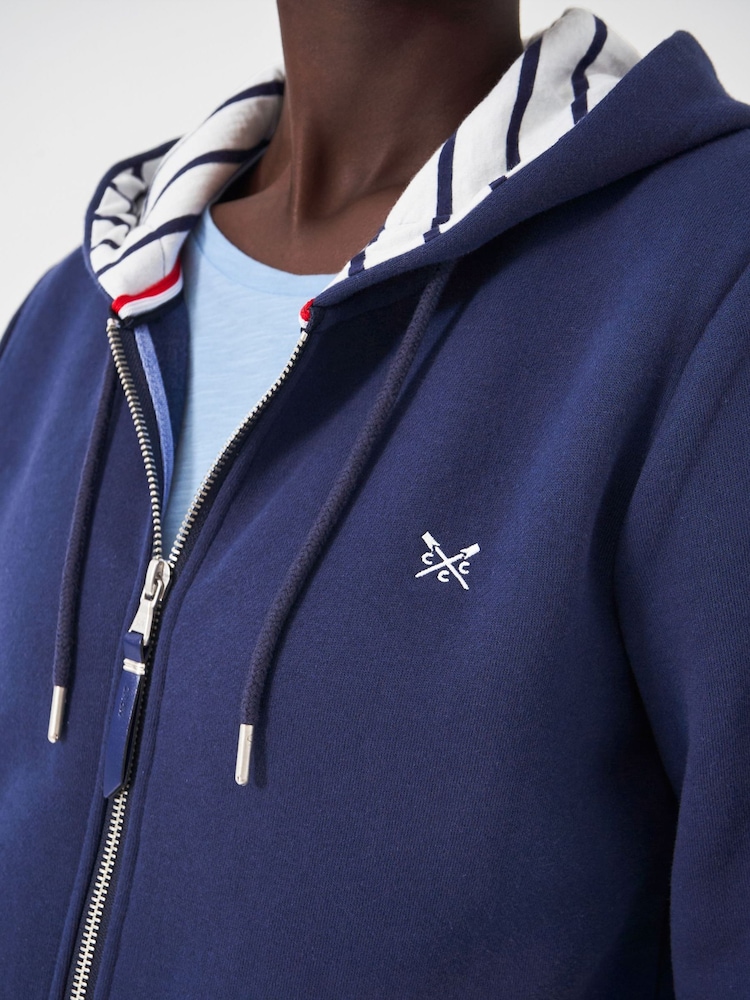 Crew Clothing Light Blue Heritage Zip Through Hoodie - Image 4 of 5