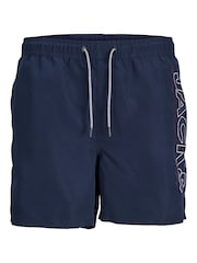 JACK & JONES Navy Blue Swim Shorts With Contrast Lining - Image 7 of 8