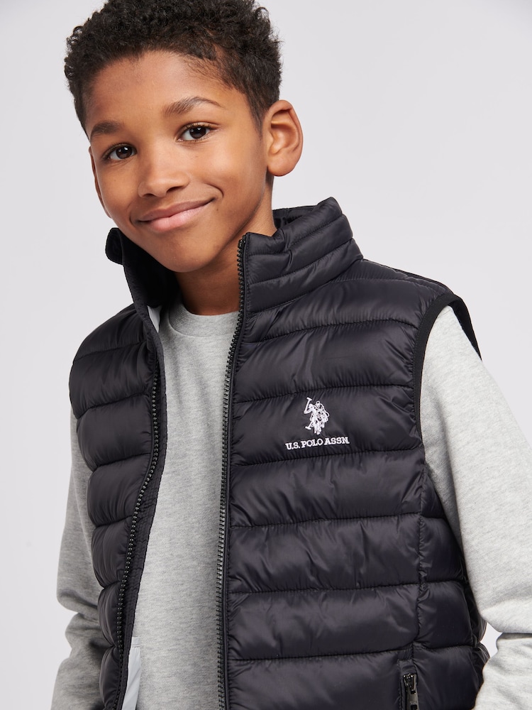 U.S. Polo Assn. Black Bound Quilted Boys Gilet - Image 2 of 7