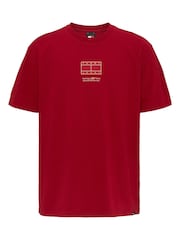 Tommy Jeans Red Regular Tonal 100% Cotton T-Shirt - Image 1 of 3