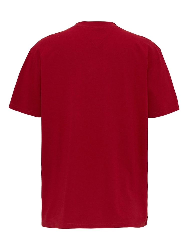 Tommy Jeans Red Regular Tonal 100% Cotton T-Shirt - Image 2 of 3