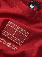 Tommy Jeans Red Regular Tonal 100% Cotton T-Shirt - Image 3 of 3