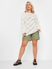 Yours Curve Cream Ladder Stitch Jumper - Image 2 of 5