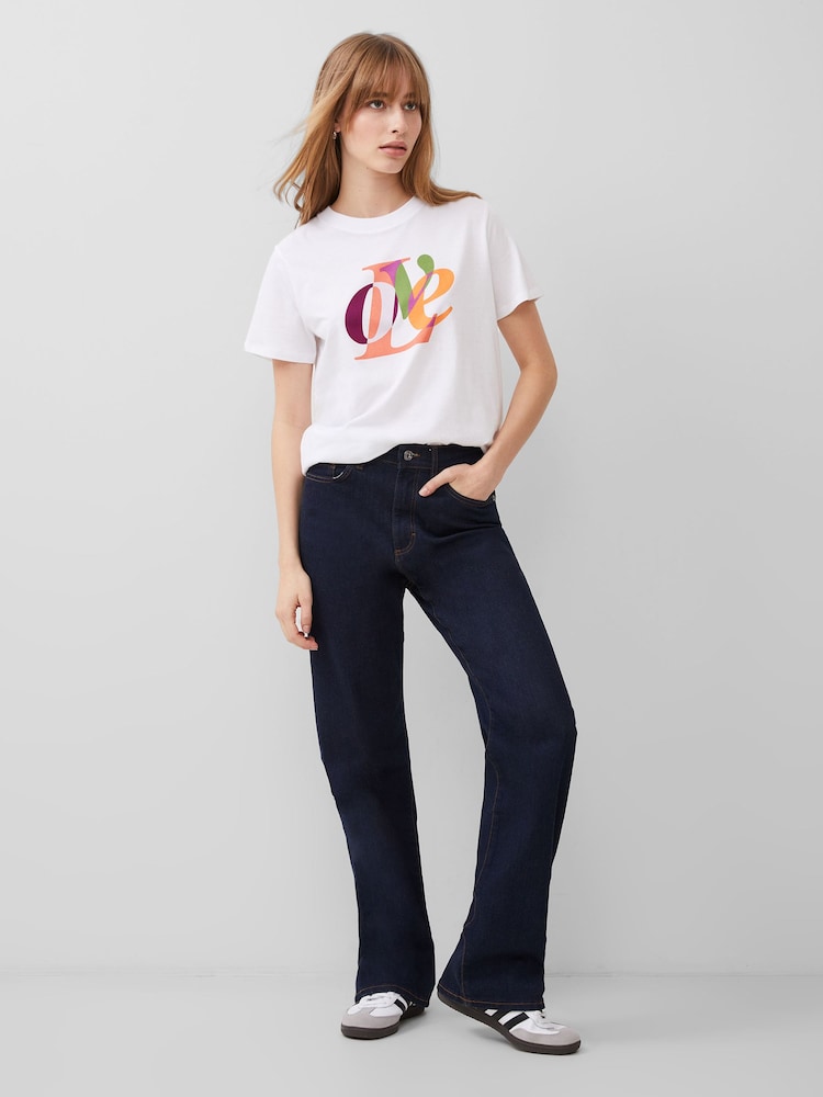 French Connection White Love Graphic 100% Cotton T-Shirt - Image 1 of 4