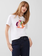 French Connection White Love Graphic 100% Cotton T-Shirt - Image 3 of 4