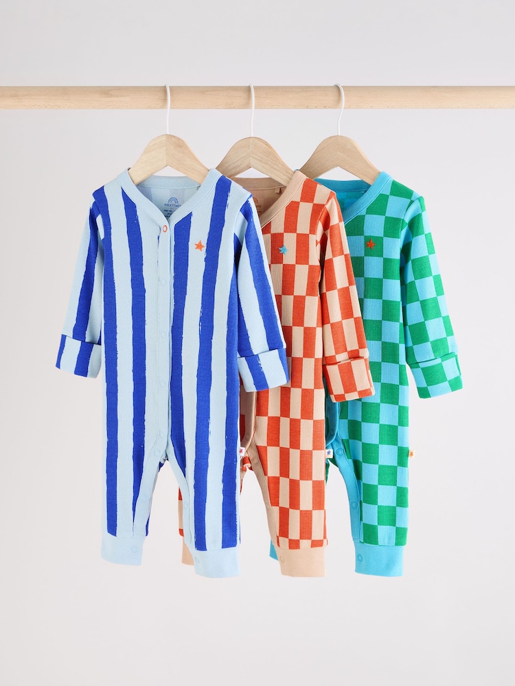 Multi Baby Footless Sleepsuits 3 Pack (0mths-3yrs) - Image 1 of 12