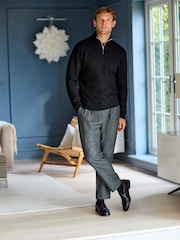 Black Regular Fit Soft Touch Premium Quarter Zip Jumper - Image 2 of 9
