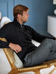 Black Regular Fit Soft Touch Premium Quarter Zip Jumper - Image 5 of 9