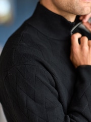 Black Regular Fit Soft Touch Premium Quarter Zip Jumper - Image 6 of 9