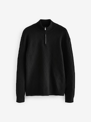 Black Regular Fit Soft Touch Premium Quarter Zip Jumper - Image 7 of 9