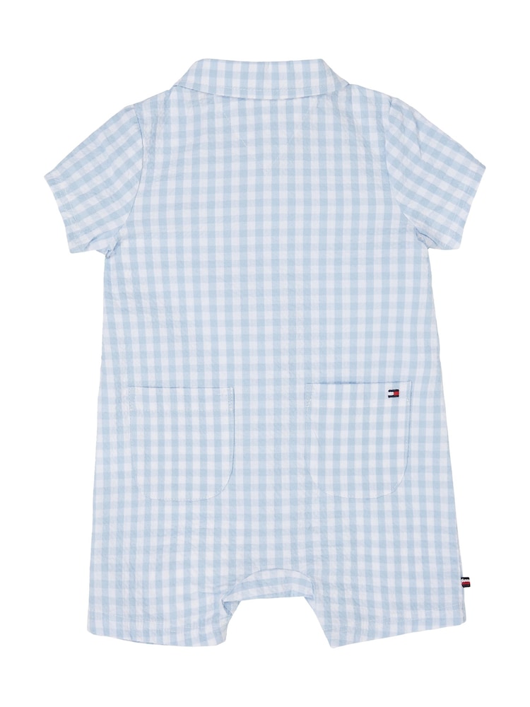 Tommy Hilfiger Baby Blue Gingham Romper Suit - Image 2 of 4