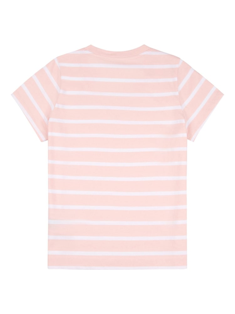 U.S. Polo Assn. Pink Regular Fit Womens Slub Stripe V-Neck 100% Cotton T-Shirt - Image 7 of 8