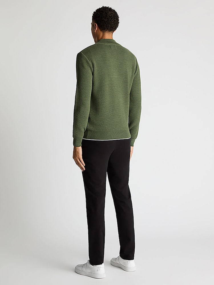 Remus Uomo Green Merino Wool Blend Quarter Zip Jumper - Image 2 of 6