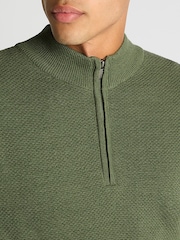 Remus Uomo Green Merino Wool Blend Quarter Zip Jumper - Image 3 of 6