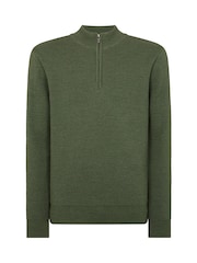 Remus Uomo Green Merino Wool Blend Quarter Zip Jumper - Image 6 of 6