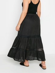 Yours Curve Black Tiered Maxi 100% Cotton Skirt - Image 3 of 5