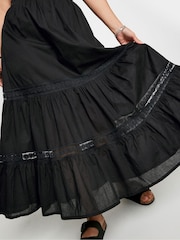 Yours Curve Black Tiered Maxi 100% Cotton Skirt - Image 4 of 5