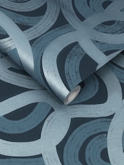 Graham & Brown Blue Ambire Wallpaper Sample - Image 3 of 3