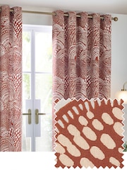 HÖEM Chestnut Nola Abstract Geometric Eyelet 100% Cotton Curtains - Image 1 of 5