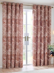 HÖEM Chestnut Nola Abstract Geometric Eyelet 100% Cotton Curtains - Image 2 of 5