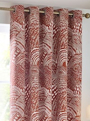 HÖEM Chestnut Nola Abstract Geometric Eyelet 100% Cotton Curtains - Image 3 of 5