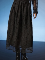 Black Lace Midi Skirt - Image 3 of 3