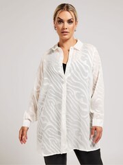 Creme - Yours Curve London Zebra Print Mesh Shirt - Bild 1 von 5