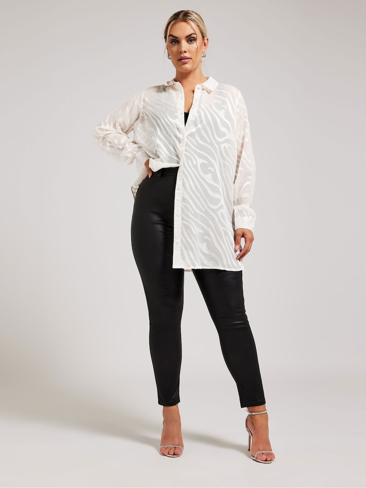 Creme - Yours Curve London Zebra Print Mesh Shirt - Bild 2 von 5