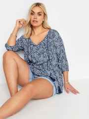 Yours Curve Blue Boho Top - Image 1 of 4