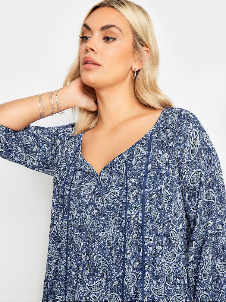 Yours Curve Blue Boho Top - Image 4 of 4