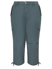 Yours Curve Grey Cargo Cropped 100% Cotton Trousers - Image 5 of 5