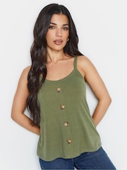 Schwarz/Khaki-Grün - PixieGirl Geknöpfte Camisoles in Kurzgröße im 2er-Pack - Bild 2 von 6