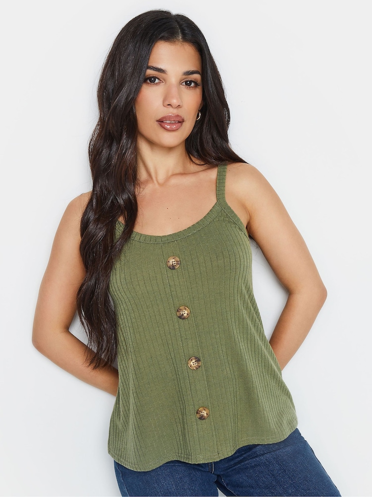 Schwarz/Khaki-Grün - PixieGirl Geknöpfte Camisoles in Kurzgröße im 2er-Pack - Bild 2 von 6