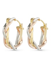 Beaverbrooks 9ct Gold Plait Hoop Earrings - Image 1 of 4