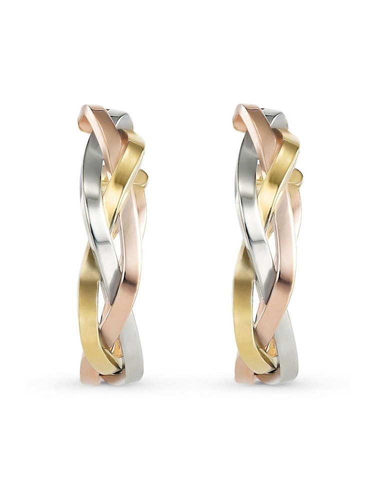 Beaverbrooks 9ct Gold Plait Hoop Earrings - Image 2 of 4