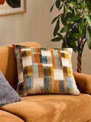 Orange Cut Velvet Retro Etch 59 x 59cm Cushion - Image 1 of 5
